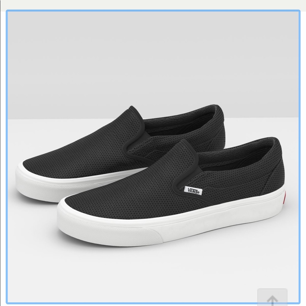 PERF LEATHER SLIP-ON VANS BLACK